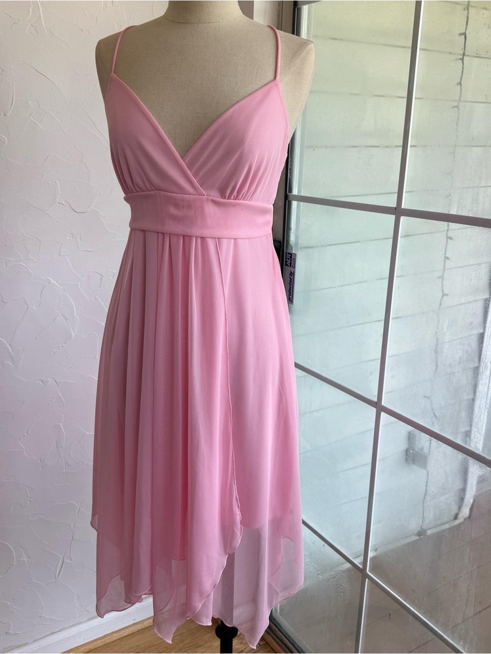 Y2K Charlotte Russe Pink Fairy Dress Size M Asymmetrical Handkerchief Hem